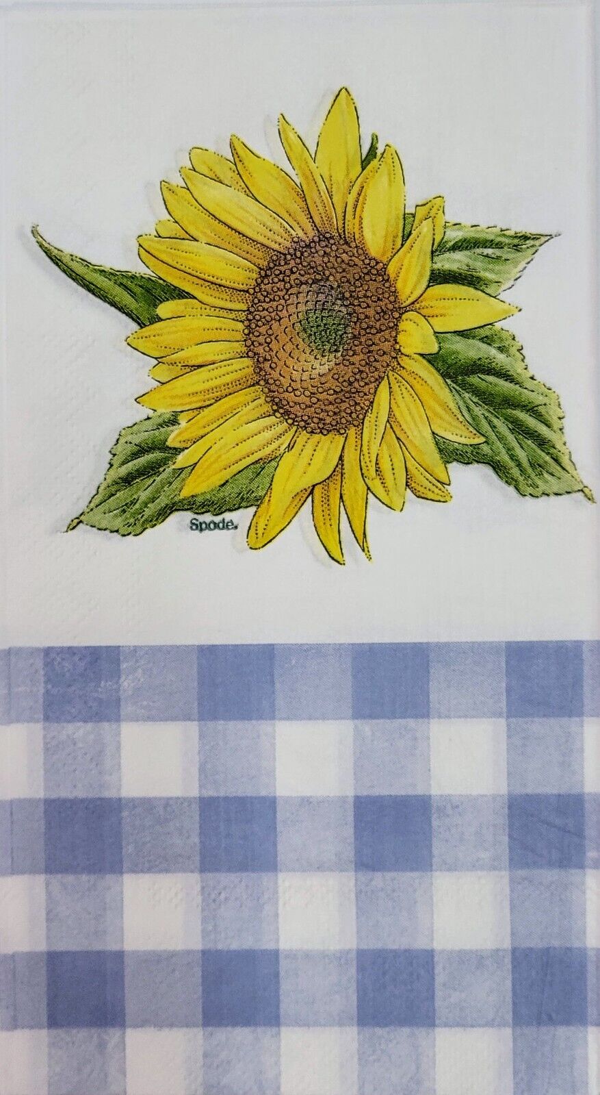 TWO Individual Paper Guest Decoupage Napkins - 2106 Sunflower & Blue Check