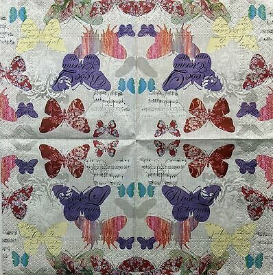 TWO Individual Paper Cocktail Decoupage Napkins - 1418 Eternal Butterflies