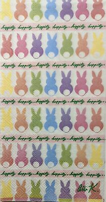 TWO Individual Paper Guest Decoupage Napkins-1880 Hippity Hoppity Bunnies in Row