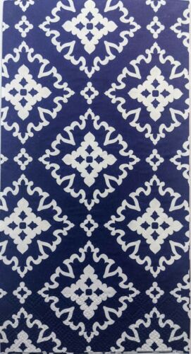 TWO Individual Paper Guest Decoupage Napkins - Elated Navy Blue Design 1186