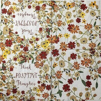 TWO Individual Paper Cocktail Decoupage Napkins - 1572 Positive Thoughts