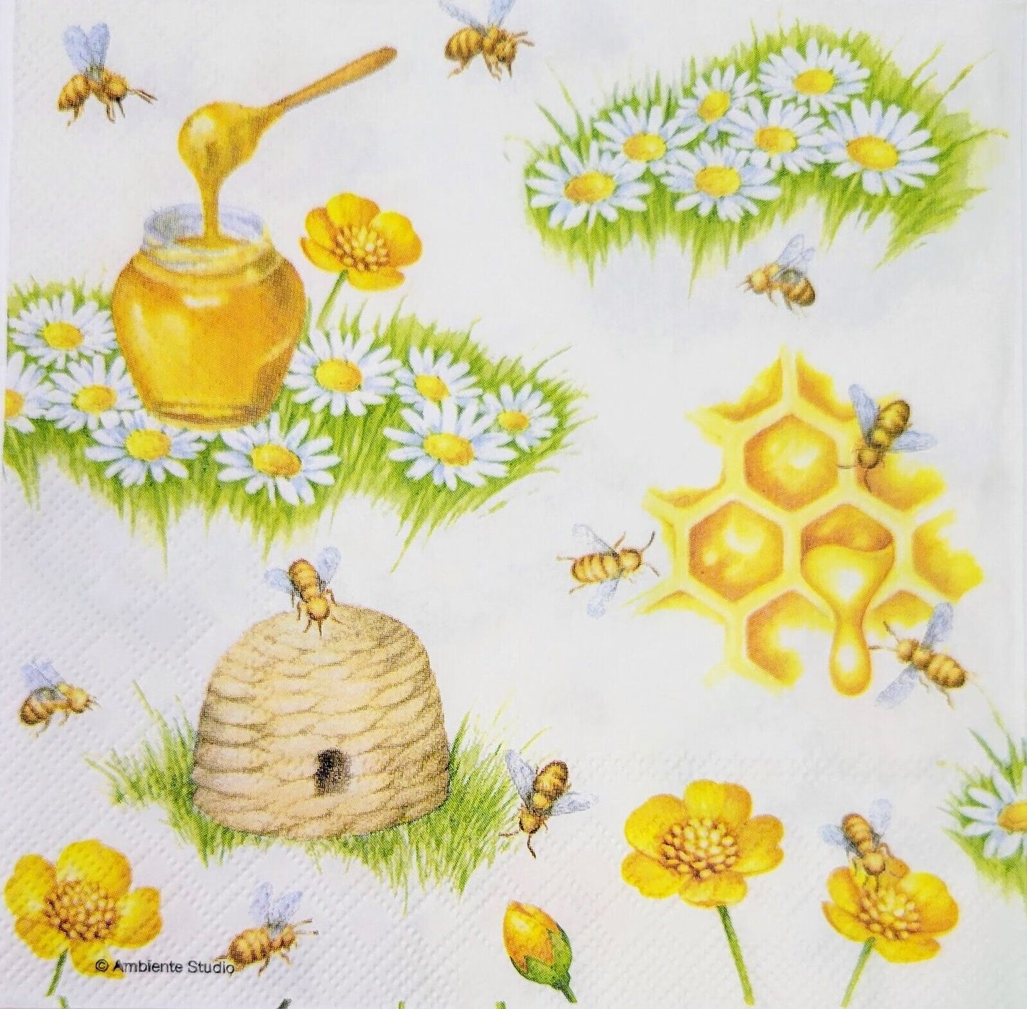 TWO Individual Paper Lunch Decoupage Napkins - 2158 All Things Bee