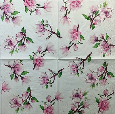 TWO Individual Paper Lunch Decoupage Napkins - 1375 Pink Blossoms