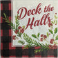 2 Individual Paper Cocktail Decoupage Napkins - Deck the Halls Checkerboard 1080