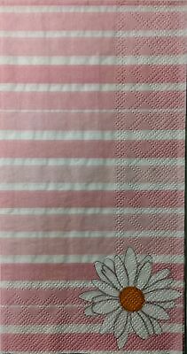 TWO Individual Paper Guest Decoupage Napkins - 1517 Shasta Daisy Pink Stripe