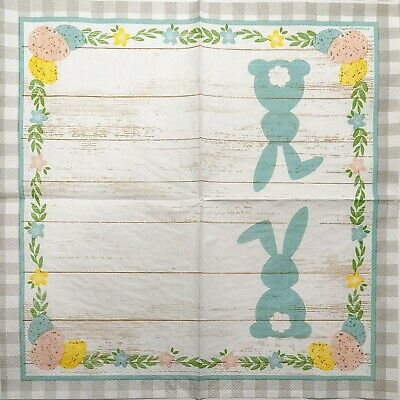 TWO Individual Paper Lunch Decoupage Napkins - 1898 Farmhouse Easter Bunny Tail