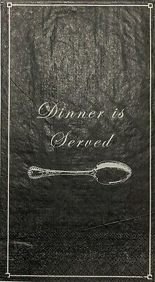 TWO Individual Paper Guest Decoupage Napkins - 1929 Dinner is Served Black