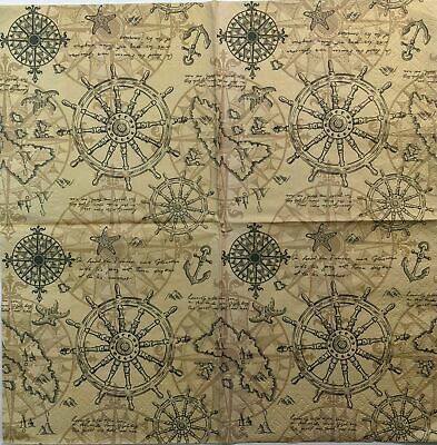 TWO Individual Paper Lunch Decoupage Napkins - 1359 Captain's Nautical Journey