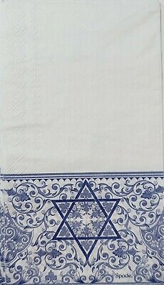 TWO Individual Paper Guest Decoupage Napkins - Blue Hanukkah Star