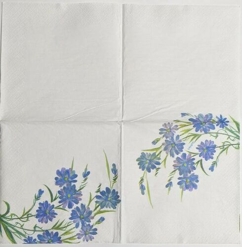 TWO Individual Paper Lunch Decoupage Napkins - Blue Floral 1069