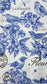 TWO Individual Paper Guest Decoupage Napkins - 2316 Scripted Blue Indigo Cotton