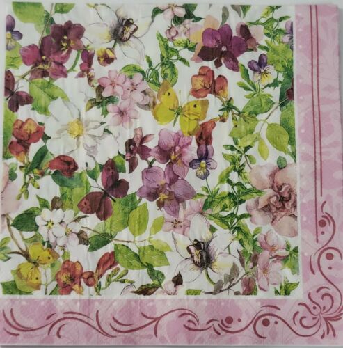 2 Indvidual Paper Lunch Decoupage Napkins - Vintage Floral Blossom 1269