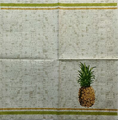 TWO Individual Paper Cocktail Decoupage Napkins - 1481 Bahama Pineapple Canvas