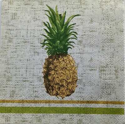 TWO Individual Paper Cocktail Decoupage Napkins - 1481 Bahama Pineapple Canvas