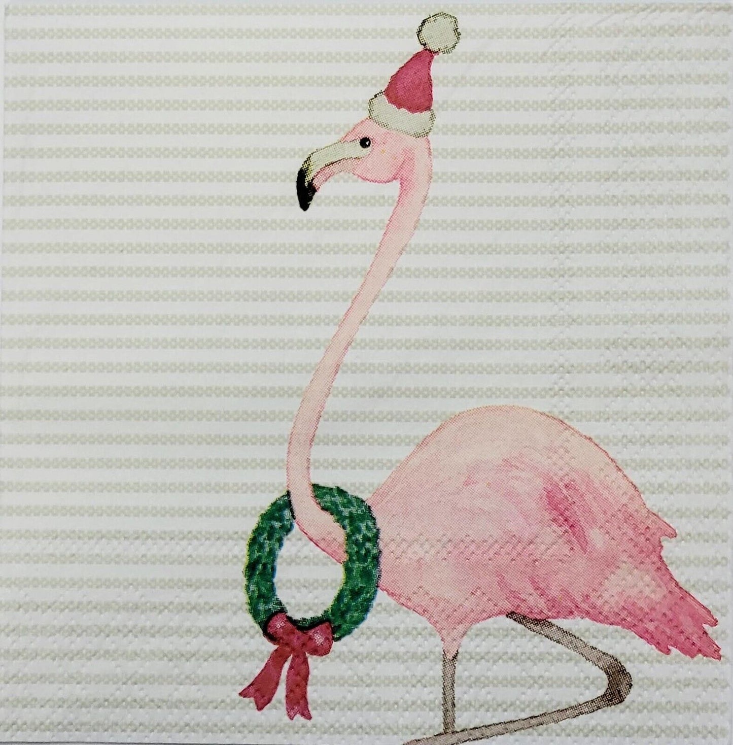 TWO Individual Paper Cocktail Decoupage Napkins - 2283 Christmas Flamingo