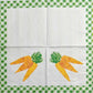 TWO Individual Paper Cocktail Decoupage Napkins - 1984 Carrots w/ Green Gingham