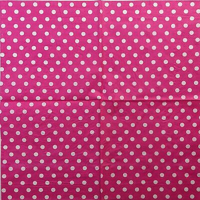 TWO Individual Paper Lunch Decoupage Napkins -1353 Pink/White Polka Dot