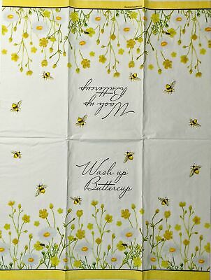 TWO Individual Paper Guest Decoupage Napkins - 1518 Wash Up Buttercup w/ Bees