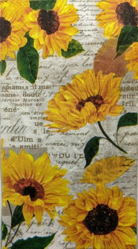 TWO Individual Paper Guest Decoupage Napkins - Soft Sunflower Collage 1252