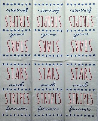 TWO Individual Paper Guest Decoupage Napkins - 2027 Patriotic Forever Stripes