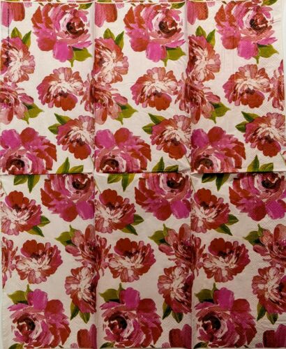 TWO Individual Paper Guest Decoupage Napkins - Pink Floral Dream 1302