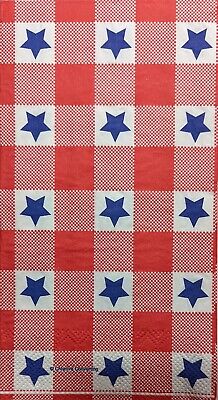 TWO Individual Paper Guest Decoupage Napkins - 2015 Patriotic Checkered Picnic