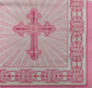 TWO Individual Paper Cocktail Decoupage Napkins - 1915 Pink Communion Cross