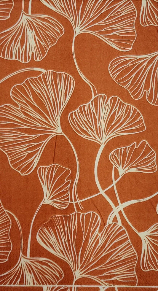 TWO Individual Paper Guest Decoupage Napkins - 2116 Orange Graceful Ginkgos