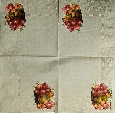 TWO Individual Paper Cocktail Decoupage Napkins - 1601 Apple Bushel