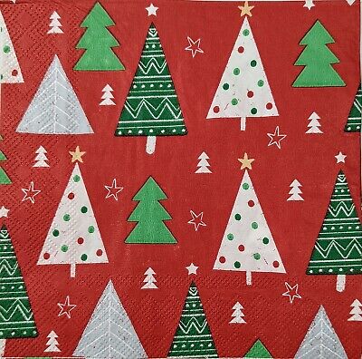 TWO Individual Paper Lunch Decoupage Napkins - 1663 Christmas Tree Cluster