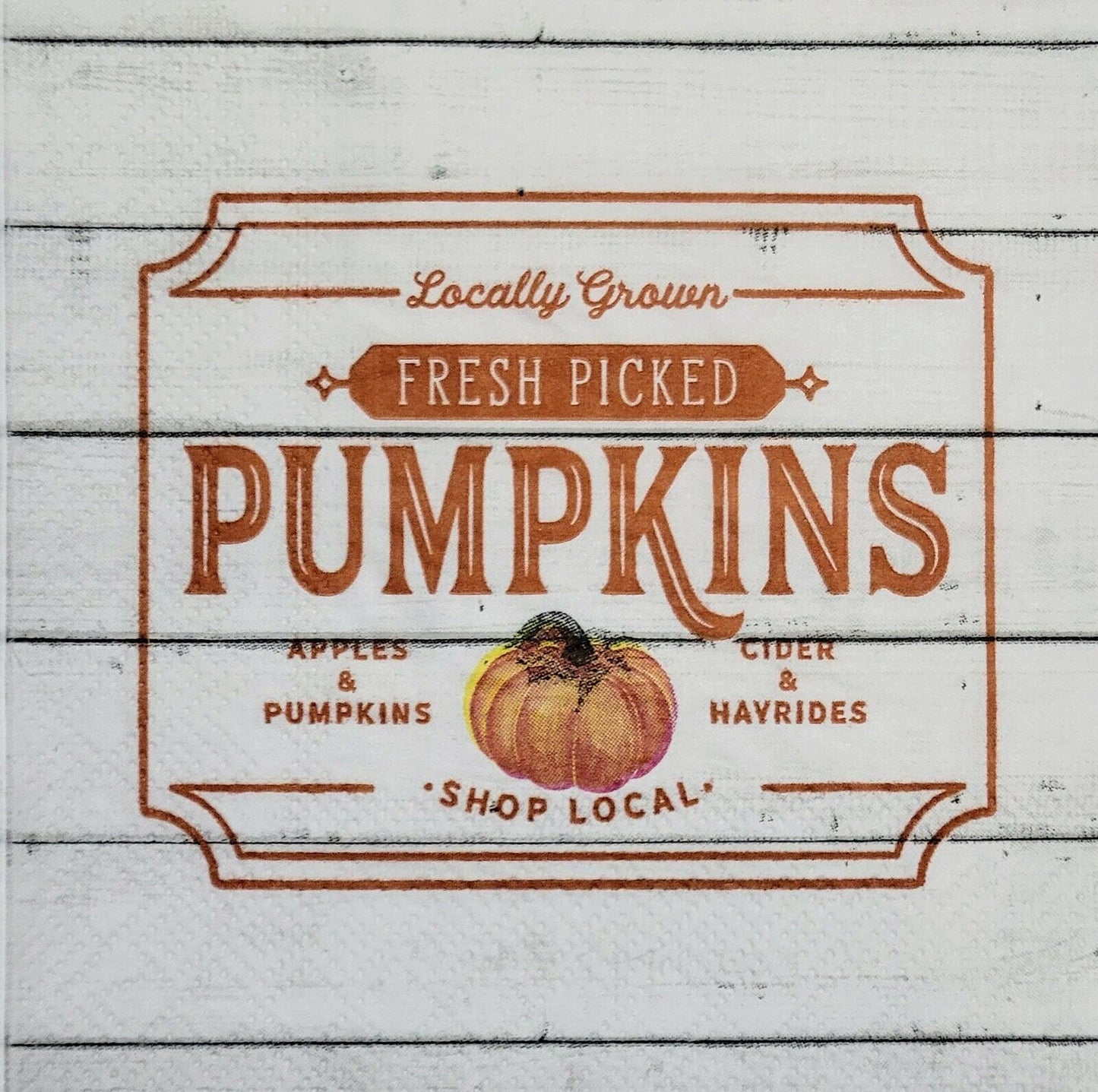 2 Individual Paper Cocktail Decoupage Napkins - 2080 Fresh Picked Pumpkins