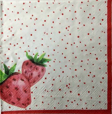 TWO Individual Paper Cocktail Decoupage Napkins - 1531 Summer Strawberry Delight