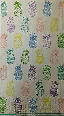 TWO Individual Paper Guest Decoupage Napkins - 1508 Pineapple Color Explosion