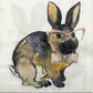 TWO Individual Paper Cocktail Decoupage Napkins-1935 Sophisticated Bunny Glasses