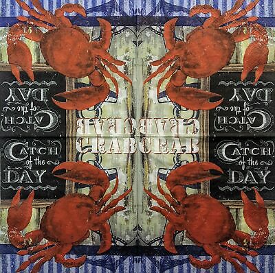 TWO Individual Paper Lunch Decoupage Napkins -1355 Catch of The Day Crab