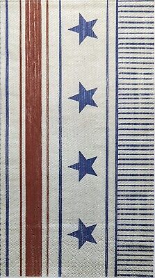 TWO Individual Paper Guest Decoupage Napkins -2014 Patriotic Old Stars & Stripes