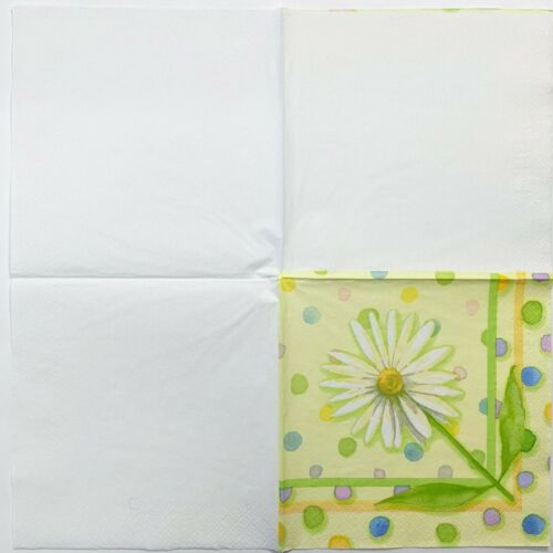 TWO Individual Paper Lunch Decoupage Napkins - Daisy Dots Yellow 1129