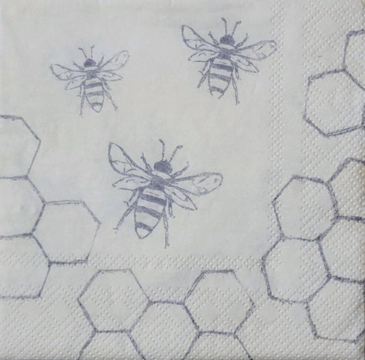 TWO Individual Paper Cocktail Decoupage Napkins - 2303 Honeycomb Bees