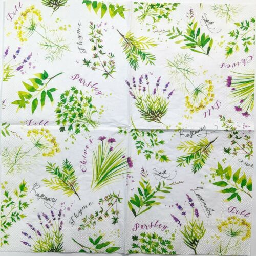 TWO Individual Paper Lunch Decoupage Napkins - Herb Garden Mix 1131