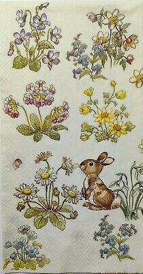 TWO Individual Paper Guest Decoupage Napkins - 1837 Curious Little Easter Rabbit