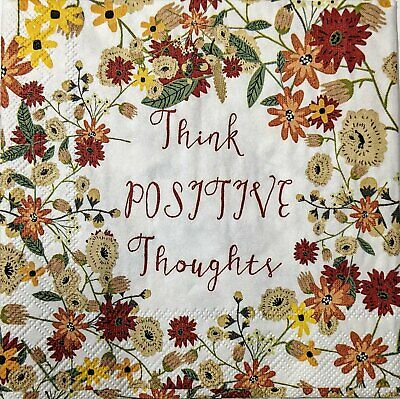 TWO Individual Paper Cocktail Decoupage Napkins - 1572 Positive Thoughts