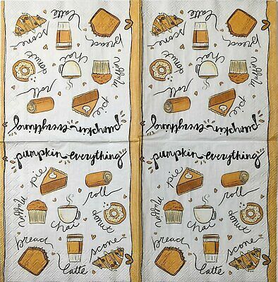 TWO Individual Paper Cocktail Decoupage Napkins - 1578 Pumpkin Spice Everything