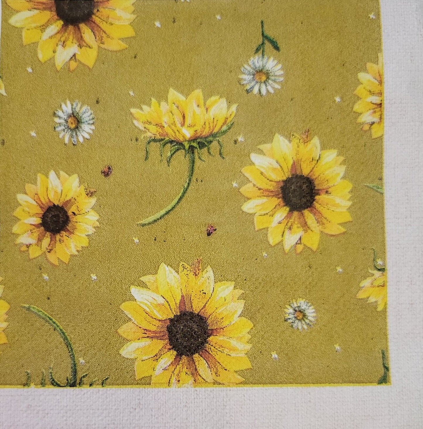 TWO Individual Paper Cocktail Decoupage Napkins - 2173 Fall Sunflowers & Daisies