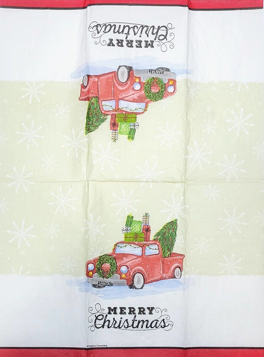 TWO Individual Paper Guest Decoupage Napkins - 2292 Cozy Holiday Truck