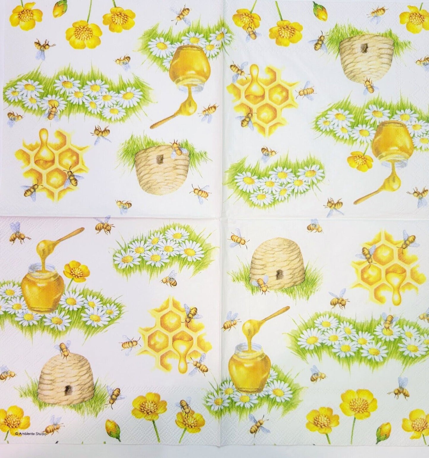 TWO Individual Paper Lunch Decoupage Napkins - 2158 All Things Bee