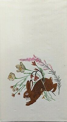 TWO Individual Paper Guest Decoupage Napkins - 1901 Floral Spring Bunny Rabbit