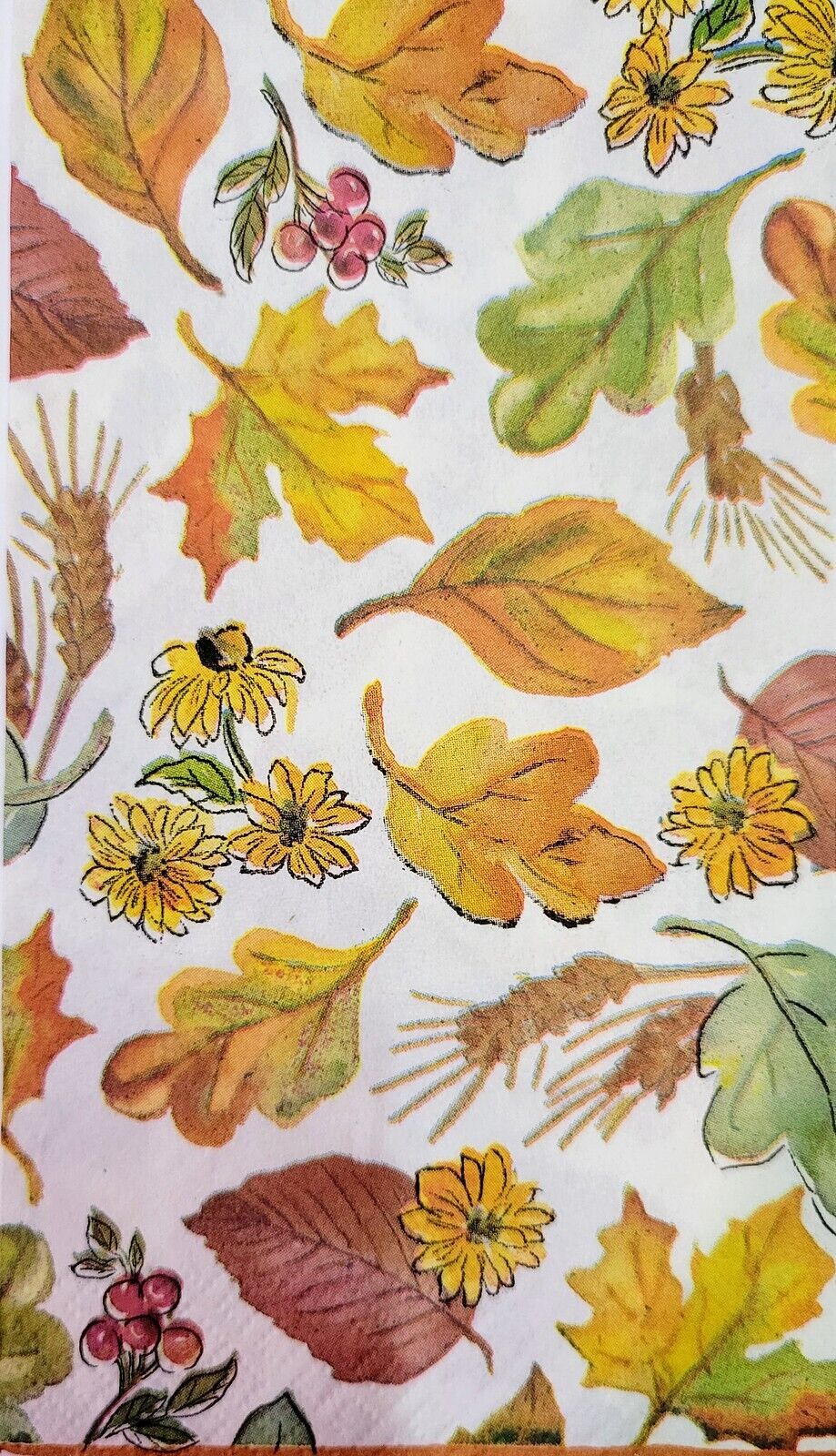 TWO Individual Paper Guest Decoupage Napkins - 2194 Farmhouse Fall Leaves