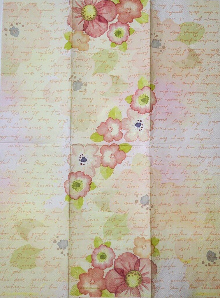 TWO Individual Paper Guest Decoupage Napkins - 2321 Scripted Spring Floral