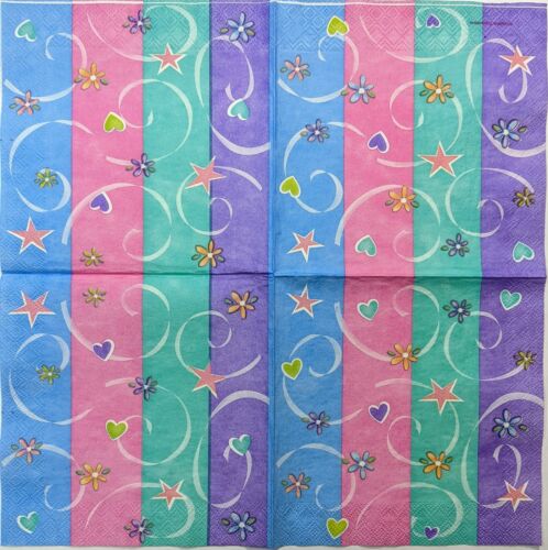 TWO Individual Paper Lunch Decoupage Napkins - Girl Time Colorful 1119