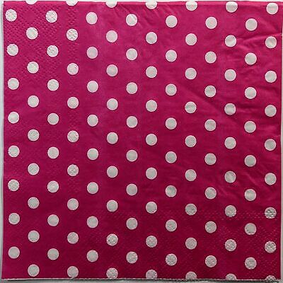 TWO Individual Paper Lunch Decoupage Napkins -1353 Pink/White Polka Dot